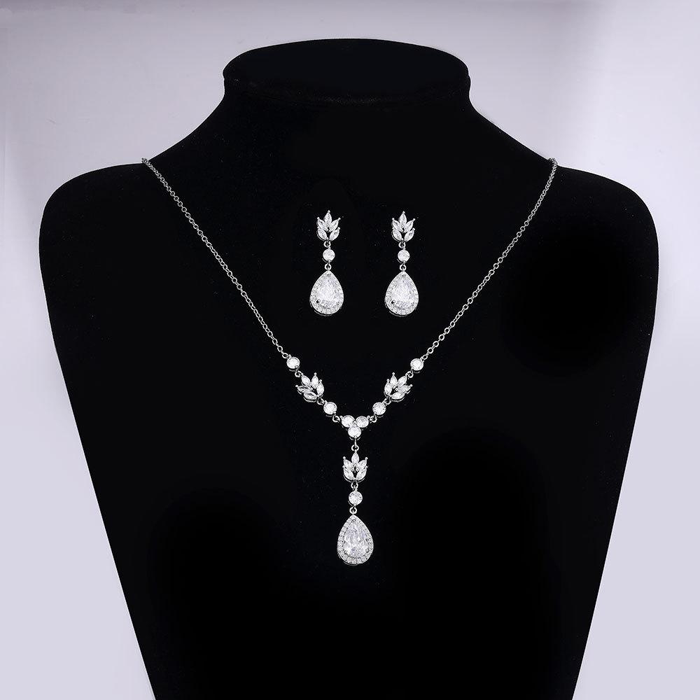 Ювелирные изделия в европейском и американском стиле, ожерелье с каплями воды из циркона, женственное свадебное платье, высококачественные свадебные украшения, комплект сережек-гвоздиков