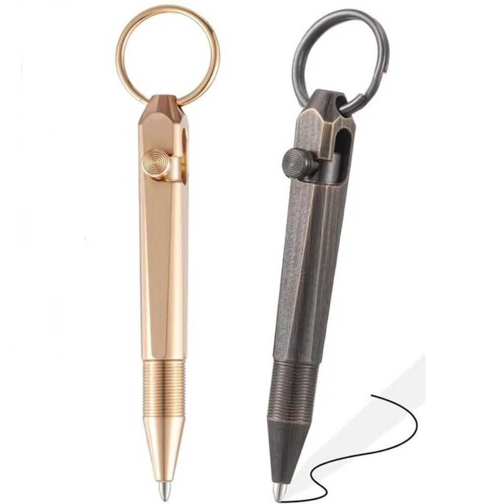 Cylindrical Travel Pocket Pen Easy Carry Neutral Ballpoint Pen Mini Brass Pen Writing Instruments