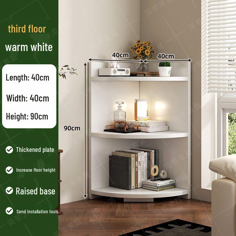 Triangular Corner Shelf and Storage Cabinet for Living Room or Desk Side