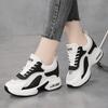 Women's Wedge Heel Platform Sneakers White Mesh Breathable Air Cushion Casual Walking Shoes Inner Heightening