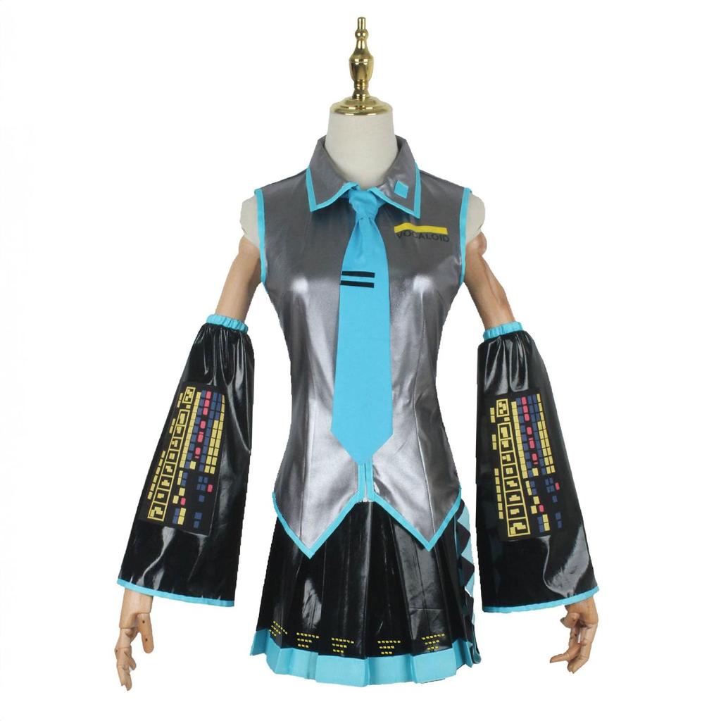 [Milky Time] Hatsune Miku Cosplay Halloween VOCALOID Original Costume with Wig (Outfit, Size L)