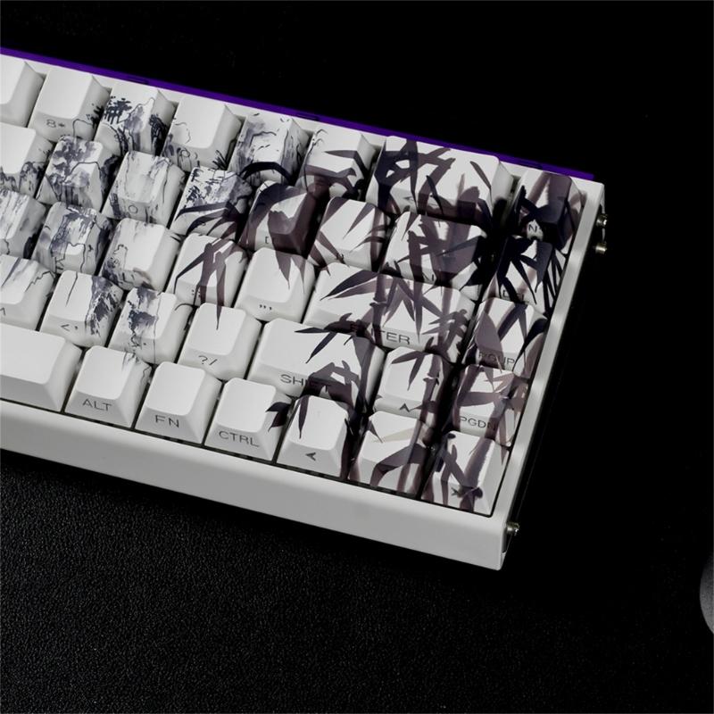 PBT кейкапы с тематикой Бамбуковый Лес, оригинальный профиль, сублимационная печать сбоку, для 61 64 68 ANSI ISO механических клавиатур