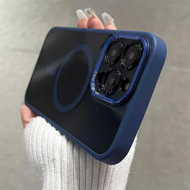 Прозрачный акриловый магнитный чехол для беспроводной зарядки Magsafe для iPhone 16 15 14 Plus 13 12 Pro Max Гибридная противоударная твердая задняя крышка