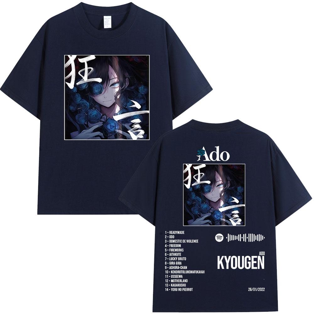 Ado World Tour 2025 Hibana Kyougen Футболка Мужская Женская Одежда Модная Футболка Хлопок Повседневная С Коротким Рукавом Оверсайз Футболки Топы