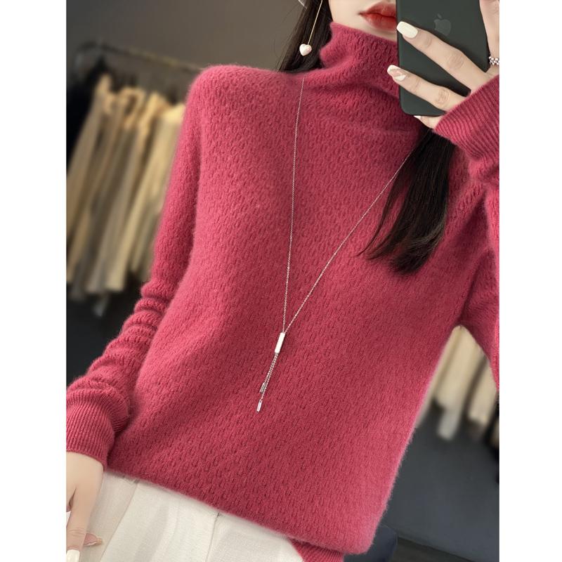 Женский свитер с высоким воротником, кашемир Цинхэ, 30% кашемир, 70% шерсть, зимний вязаный пуловер, осенний свитер, кашемировый свитер