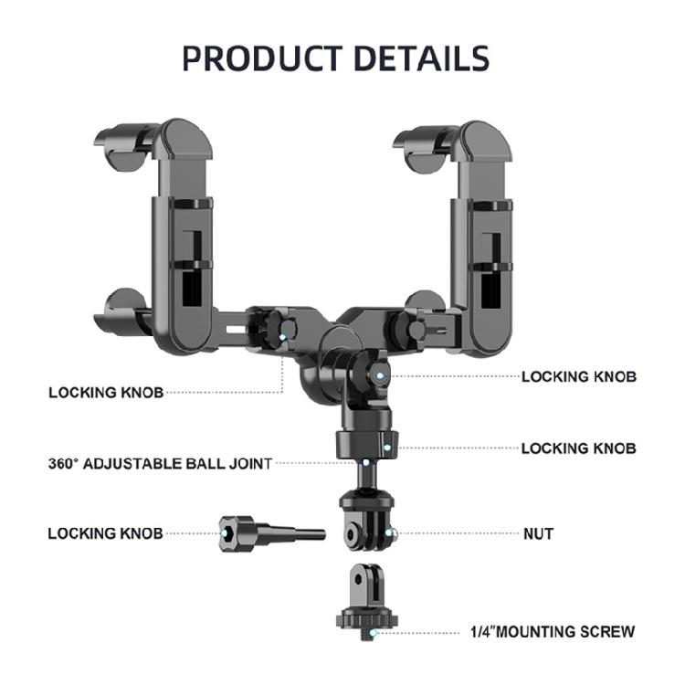 360 Degree Adjustable Car Mount Bracket for Sports Cameras Rearviews Mirror Holder with Enhanceds Stability