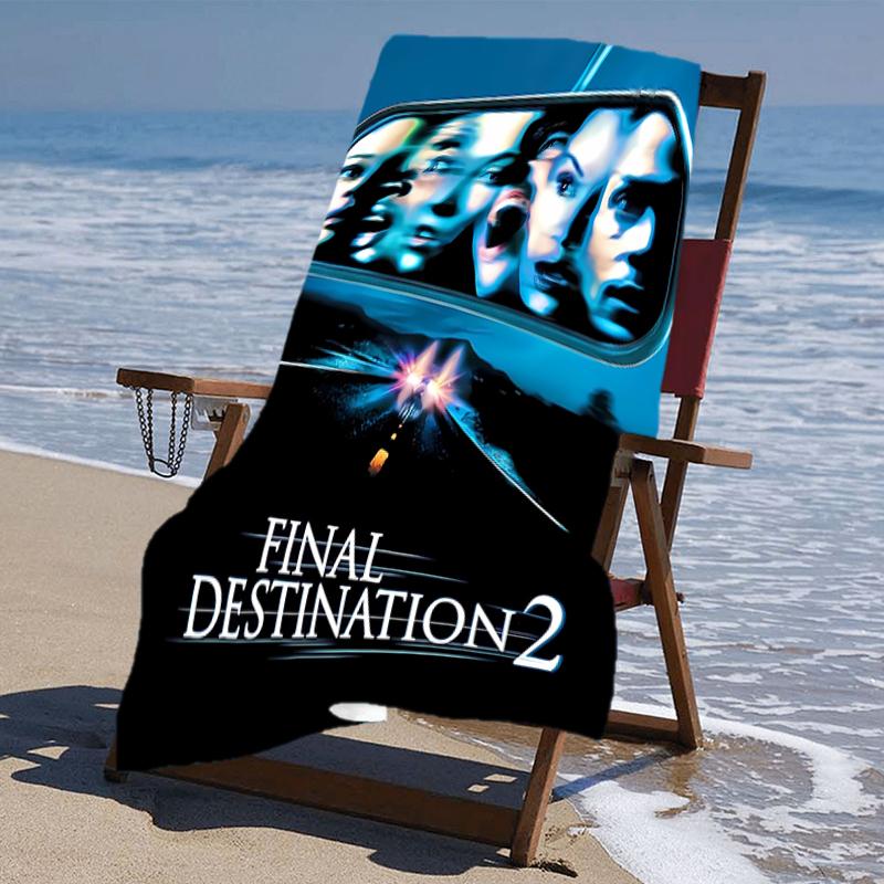 proof beach towel with a Final Destination Bloodlines2 pattern - soft,absorbent,quick-drying,machine washable - perfect for swimming,camping,bathing