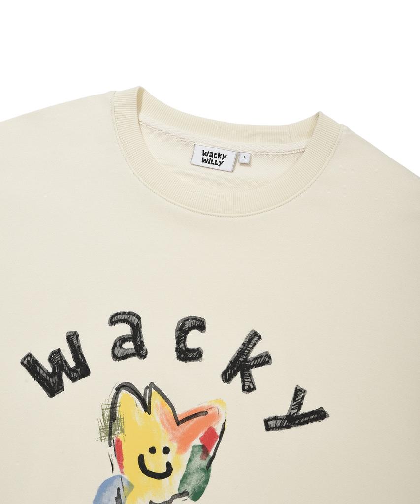 WACKY WILLY Kiki Big Graphic Sweatshirt Cream