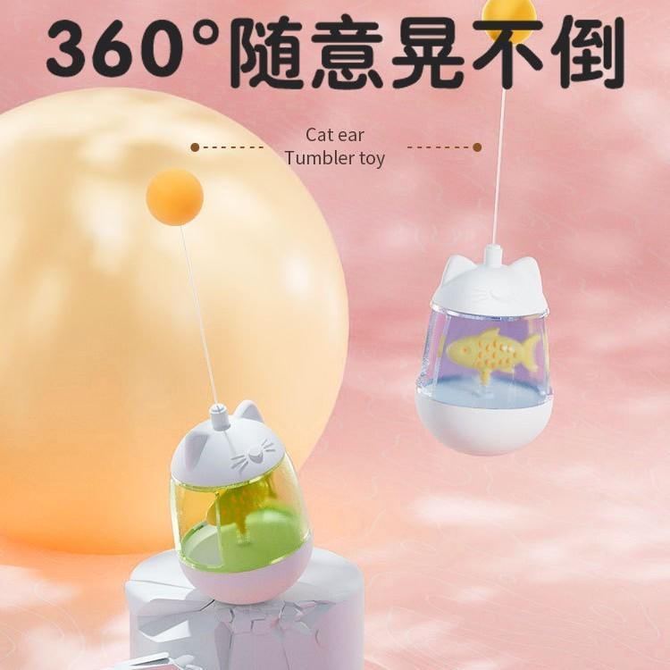 Pet cat's ears sound and light tumbler toy