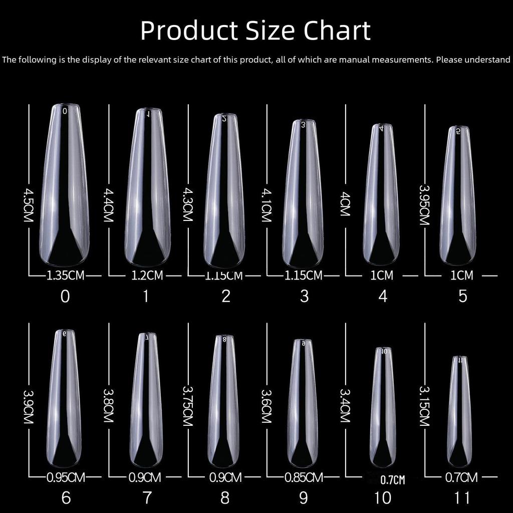 "Nail Art Extension Tips - 120 Ballet Style Square Tips with Full Adhesive Stickers"