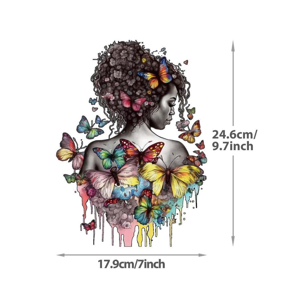 Черная женщина Бабочка Термопереводная наклейка Печать на футболках Наклейки на одежду Толстовки Сделай сам Термопресс Аппликация Утюгом Нашивки