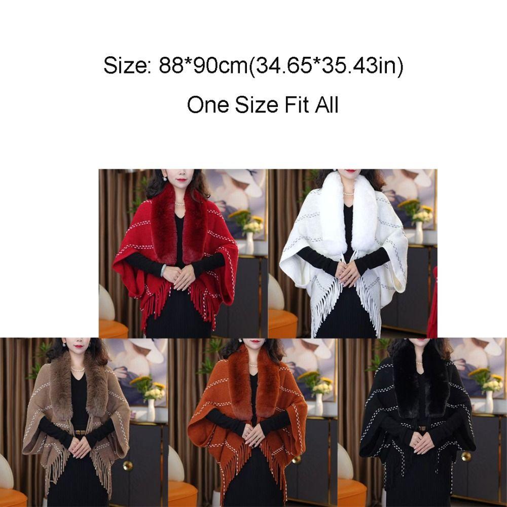 Knitted Plush Wraps Scarf Winter Warm Tassel Loose Shawl  for Evening Dresses Wedding