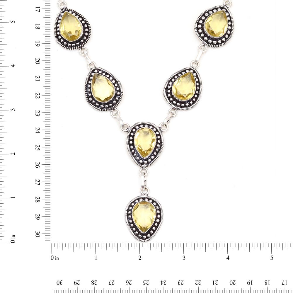 Lemon Topaz Gemstone Friends Jewelry Necklace Set 18-20''