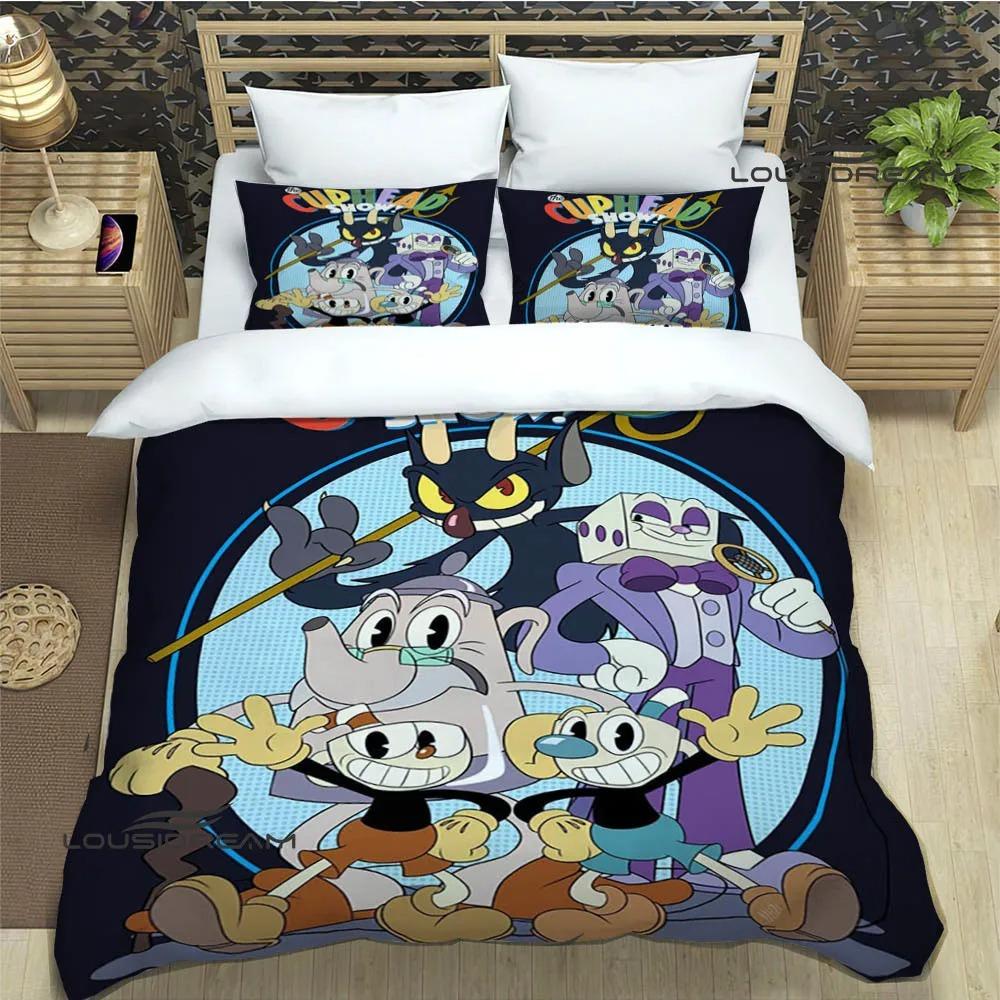 Cuphead Cartoon Printed Bedding Sets Exquisite Bed Supplies Set Duvet Cover Bed Comforter Set Bedding Luxury Birthday Gift