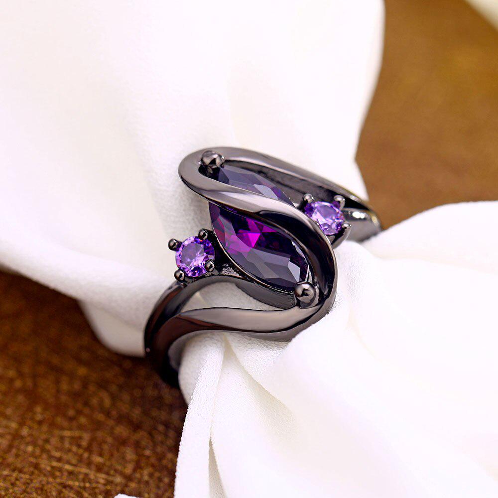 Hot Fashion Luxury Retro Purple Zircon Crystal Colorful Ring Female Wedding Engagement Jewelry Ring