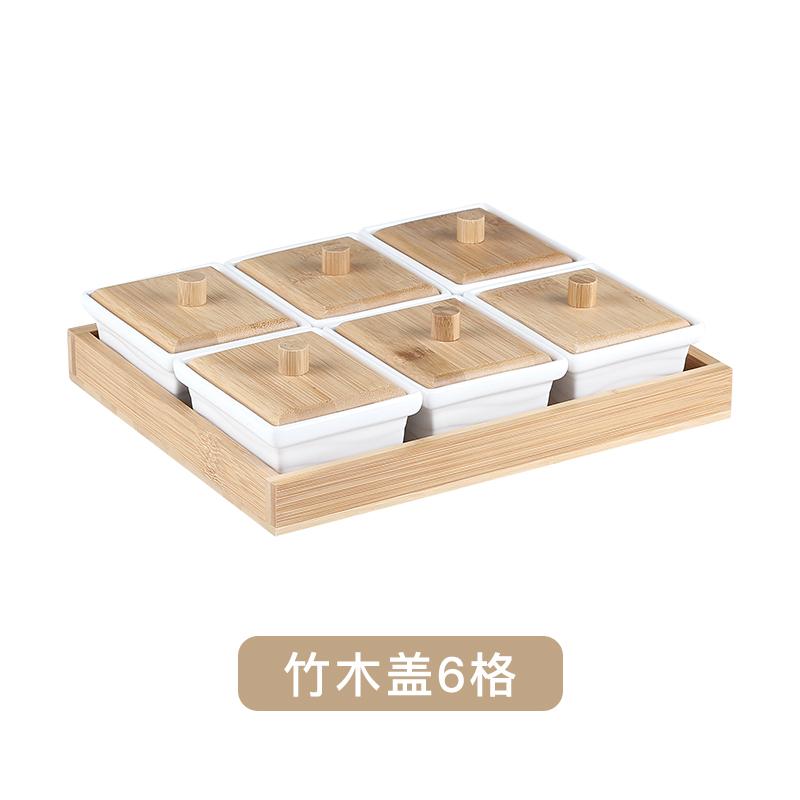 Белая керамическая тарелка для закусок Поднос для закусок Деревянная крышка Стеклянная крышка Деревянные поддоны Набор тарелок для закусок Сухофрукты Фруктовая чаша Поднос для конфет