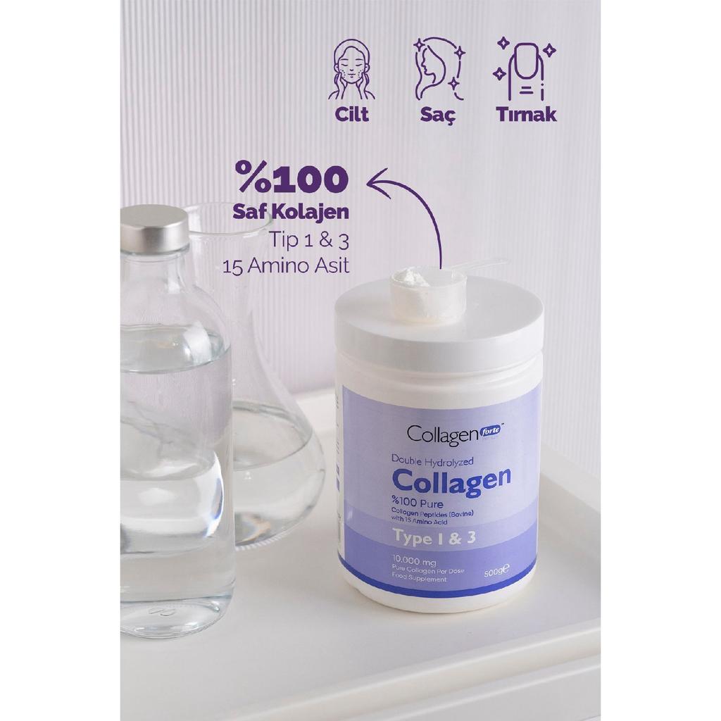 Collagen Powder 500g, 100%pure, Natural Double Hydrolyized Collagen Peptides (50 Portions)