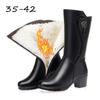 Fashion Winter Women Fur Mid-calf Boots Female Thick Plush Warm Snow Boots Mother Waterproof Non-slip Booties Black Plush Botas De Mujer