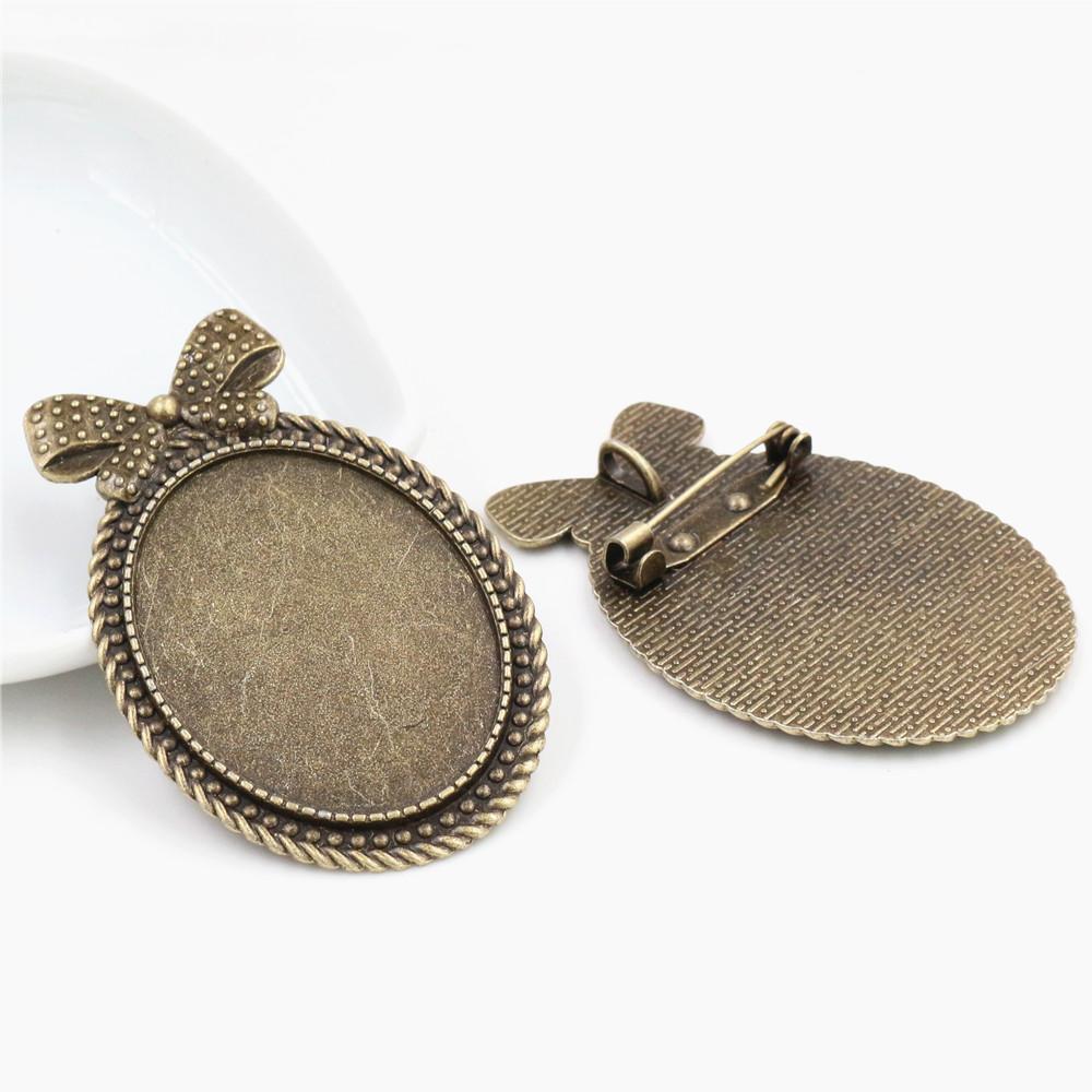 New Fashion 5pcs 30x40mm Inner Size Antique Gold/Silver Black Bronze Pin Brooch Pierced Style Base Setting Pendant