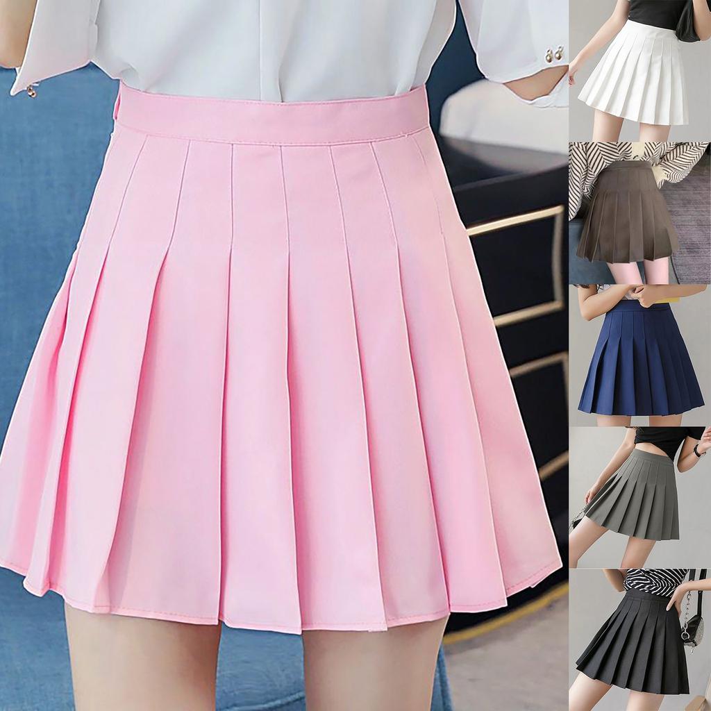 Women's Fashion High Waist Pleated Skirt Slim Waist Casual Tennis Skirt