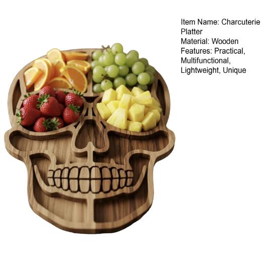 Halloween Charcuterie Board Wooden Serving Tray with Spooky Theme Cheese Appetizer Platter for Parties Unique Gift for Food Lovers