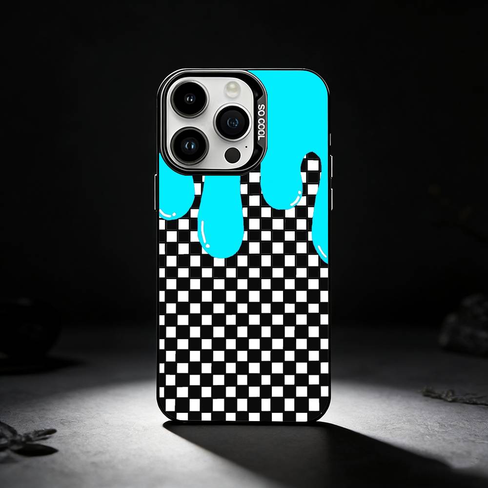 checkerboard chess board Phone Case For iPhone 17,16,15,14,13,12,11 Plus,Pro Max,XS,Colored silver phone case