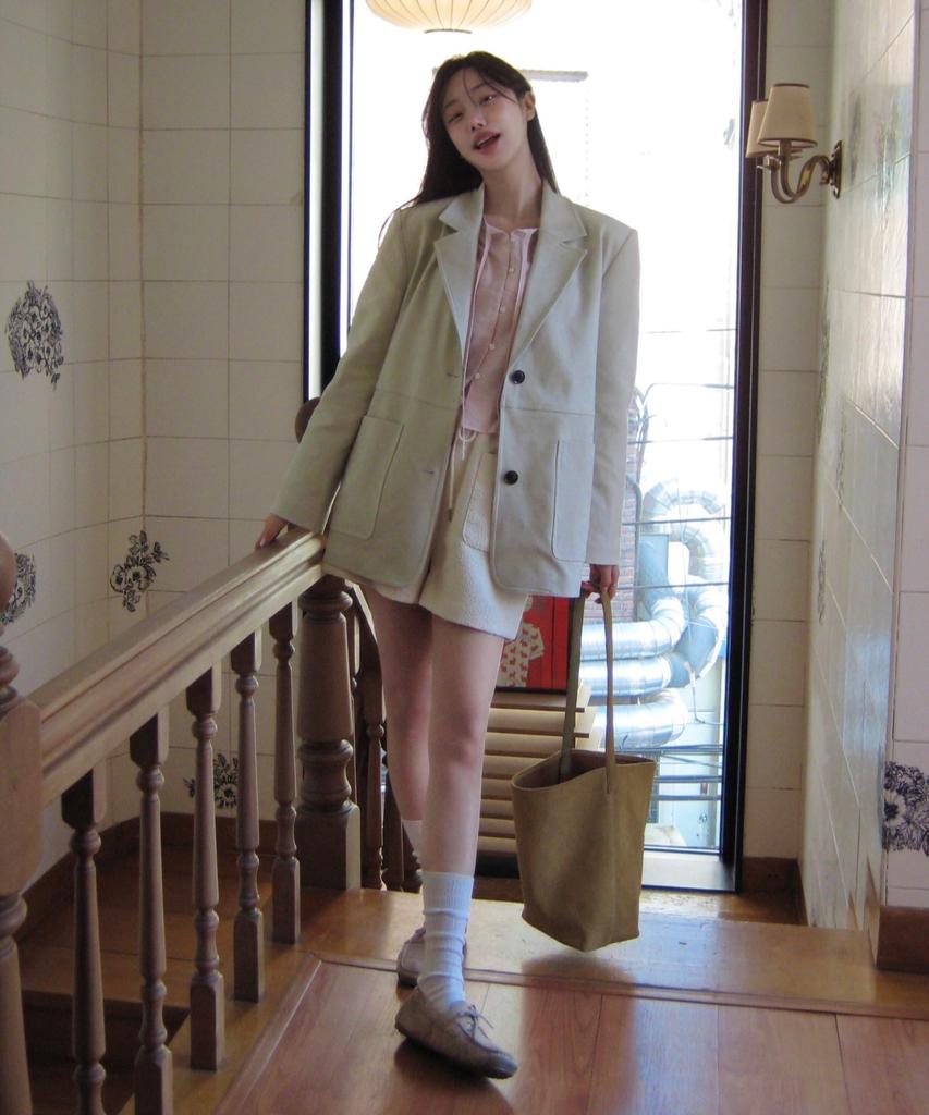 Mind Bridge Women [W] Oversized Suede Tailored Blazer