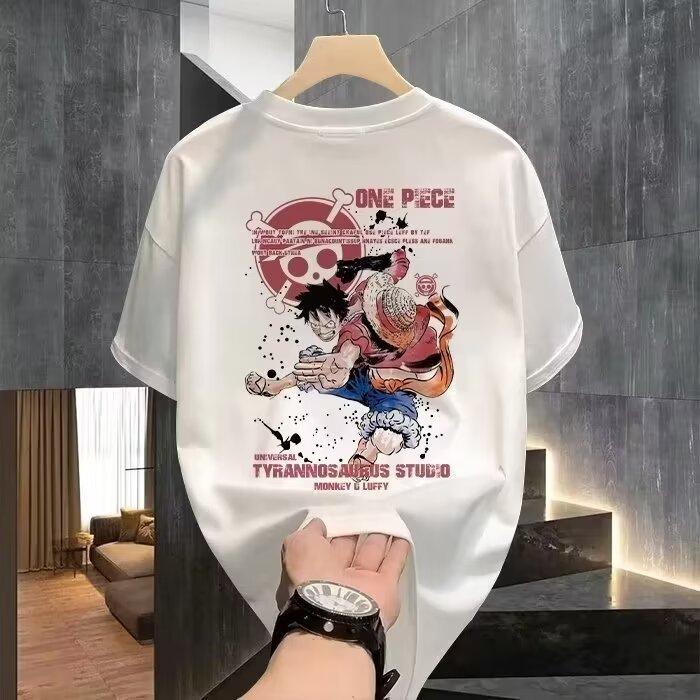 ONE PIECE Summer Japanese Straw Hat Luffy Anime Peripheral Short Sleeve Unisexs Summer Teen Student Crew Neck TShirt Top Tide