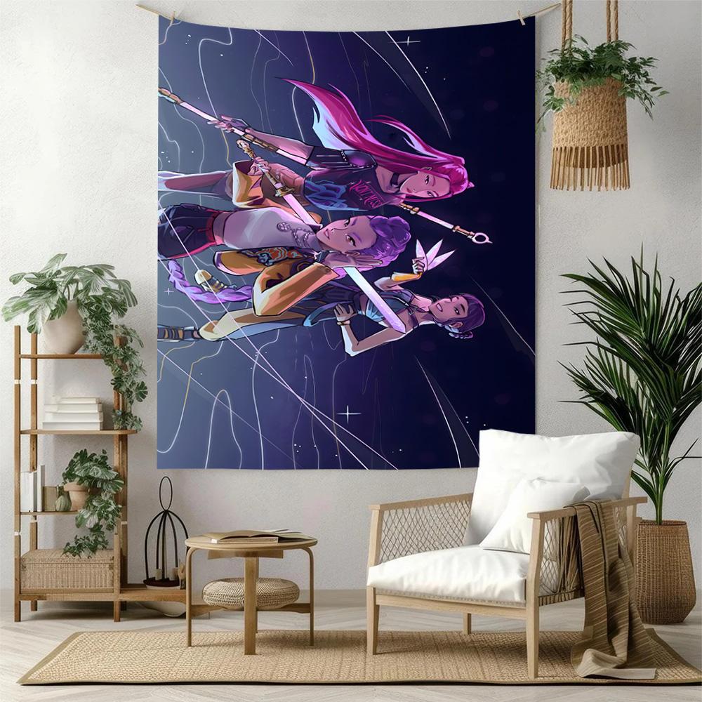 K-pop Girl Friend Vintage Tapestry Cozy Warm Perfect for Dorm Wall Bedroom Studio Wall Multipurpose Hand Painted Style