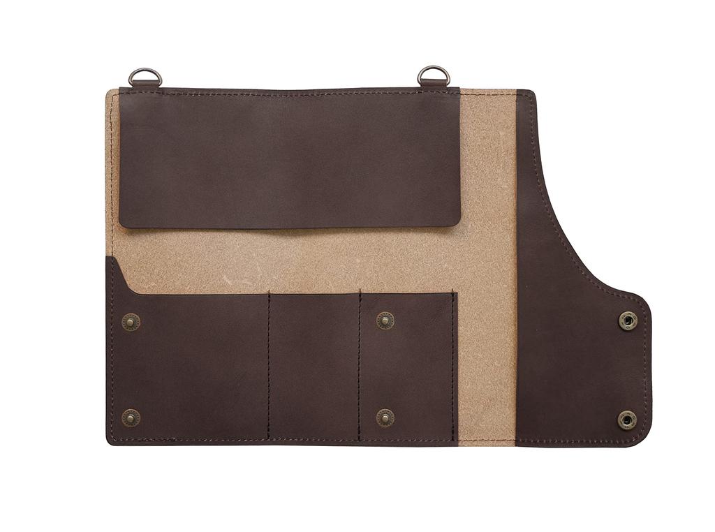 Genuine Leather Roll Pen Case Genuine Leather Wall Stand Made In Japan [3WAY] "Trans Pocket" [Chrome-free Leather] Pocket/Pen (Chocolate)