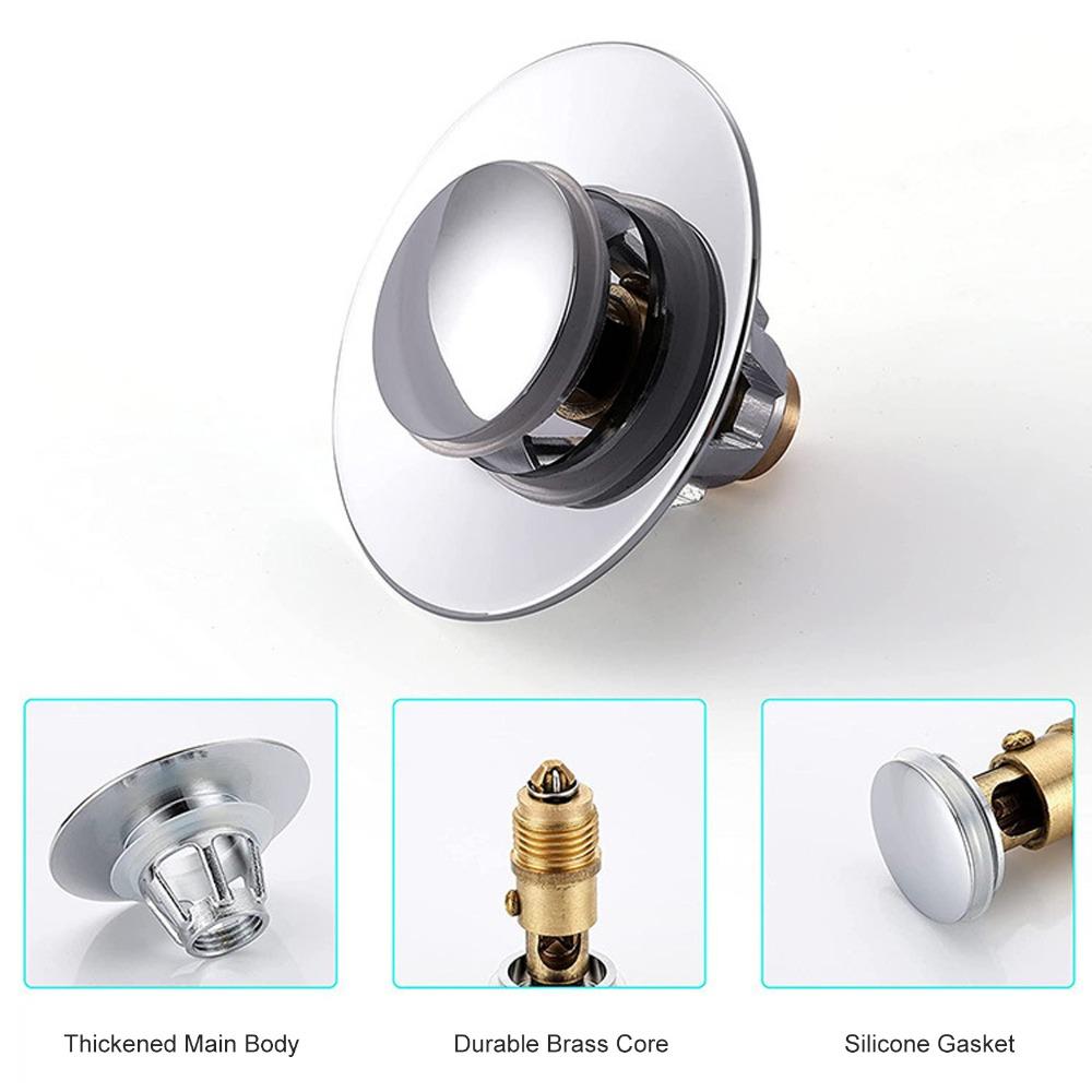 Push Button Sink Drain Stopper Brass Basin Drain Filter Durable Bounce Core Stopper Kitchen Sink