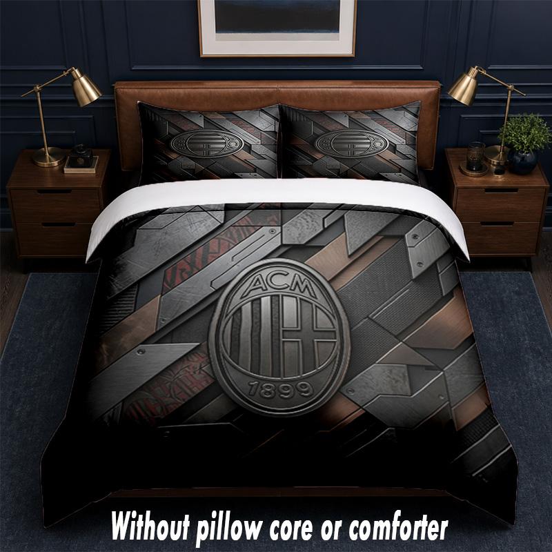 AC Milan Design Bed Bedding Set 1 Duvet Cover + 2 Pillowcases Soft Breathable Household Bed Linens