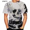 Fashion Men's T-Shirt 3D Skull Print Short Sleeve T-Shirt Oversized Street Round Neck Tops Summer Men's Outdoor Casual Clothing