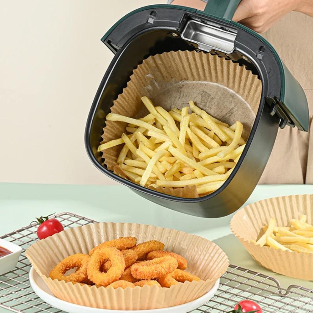 50/100 шт., одноразовая бумага для фритюрницы, антипригарная бумага для выпечки, круглые бумажные вкладыши для фритюрницы, бумажные кухонные аксессуары