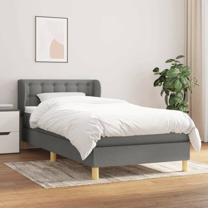 Maison Exclusive - Sommier à lattes de lit avec matelas Gris foncé 100x200cm Tissu