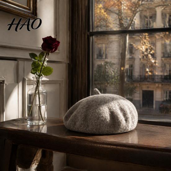 Soft Wool Blend Beret Women Hat, Elegant Classic Solid Color Winter Stylish Gift for Her Cap, Breathable Headwear Ladies Chic Vintage Style Cap