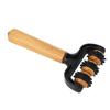 Handheld Spiky Massage Balls Roller 3 Wheels Ergonomic Handle Wooden Muscle Massage Roller Tool