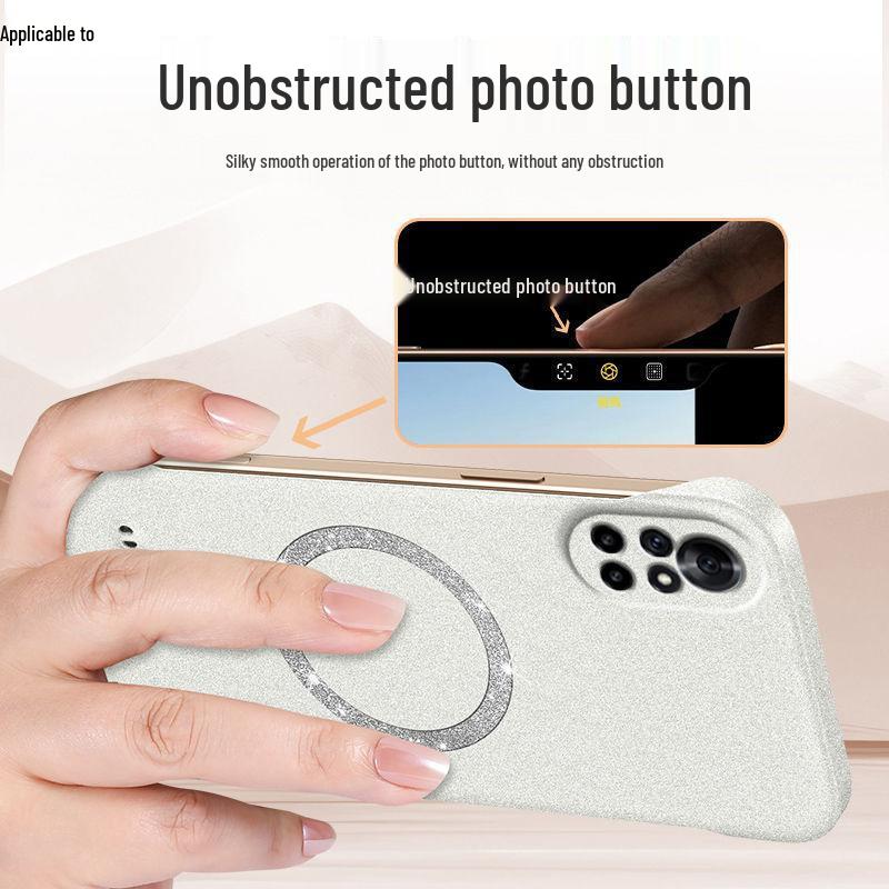 Ультратонкий безрамочный магнитный чехол-накладка из твердого пластика с блестящим песком для Huawei nova8/Nova8Pro