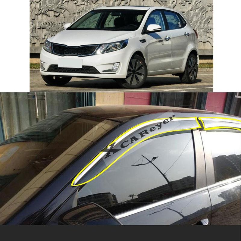 Для KIA K2 Хэтчбек 2011 2012 2013 2014 2015 2016 2017- Автомобильная наклейка Пластиковый оконный стекло Ветровик Защита от дождя/солнца Вентиляционное отверстие