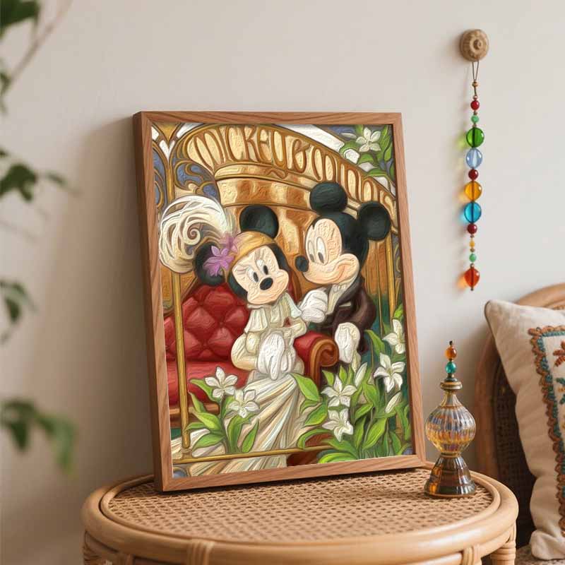 Disney Mickey and Minnie oil painting hand painting art kit coloring painting handmade diy home decoration gift