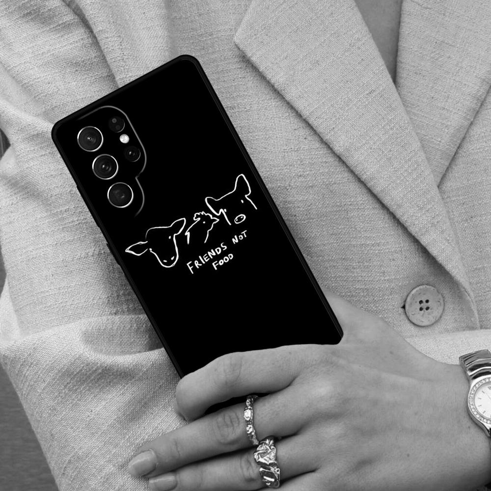 Friends not Food Vegan Quote Cell Phone Case for Samsung Galaxy S26 Ultra S25 S24 S23 S22 S21 S20 Note10 Cover