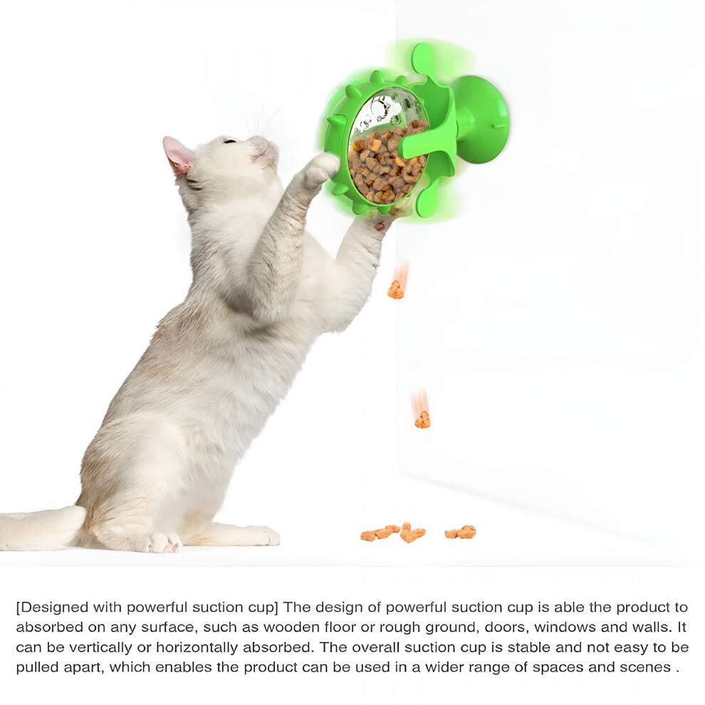 Cat Puzzle Feeder Toys 360 Rotating Wheel Durable Cute Interactive Pet Toy with Powerful Suction Cup