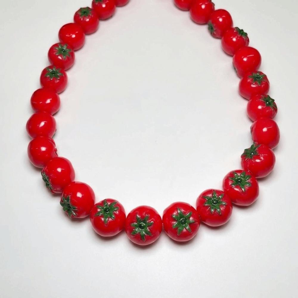 Vintage Colorful Choker Stackable Retro Necklace Simple Fruit Bead Necklace Gift