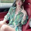 Women's Green Thin Sunscreen Shirt Loose and Casual Coat for Women In Summer