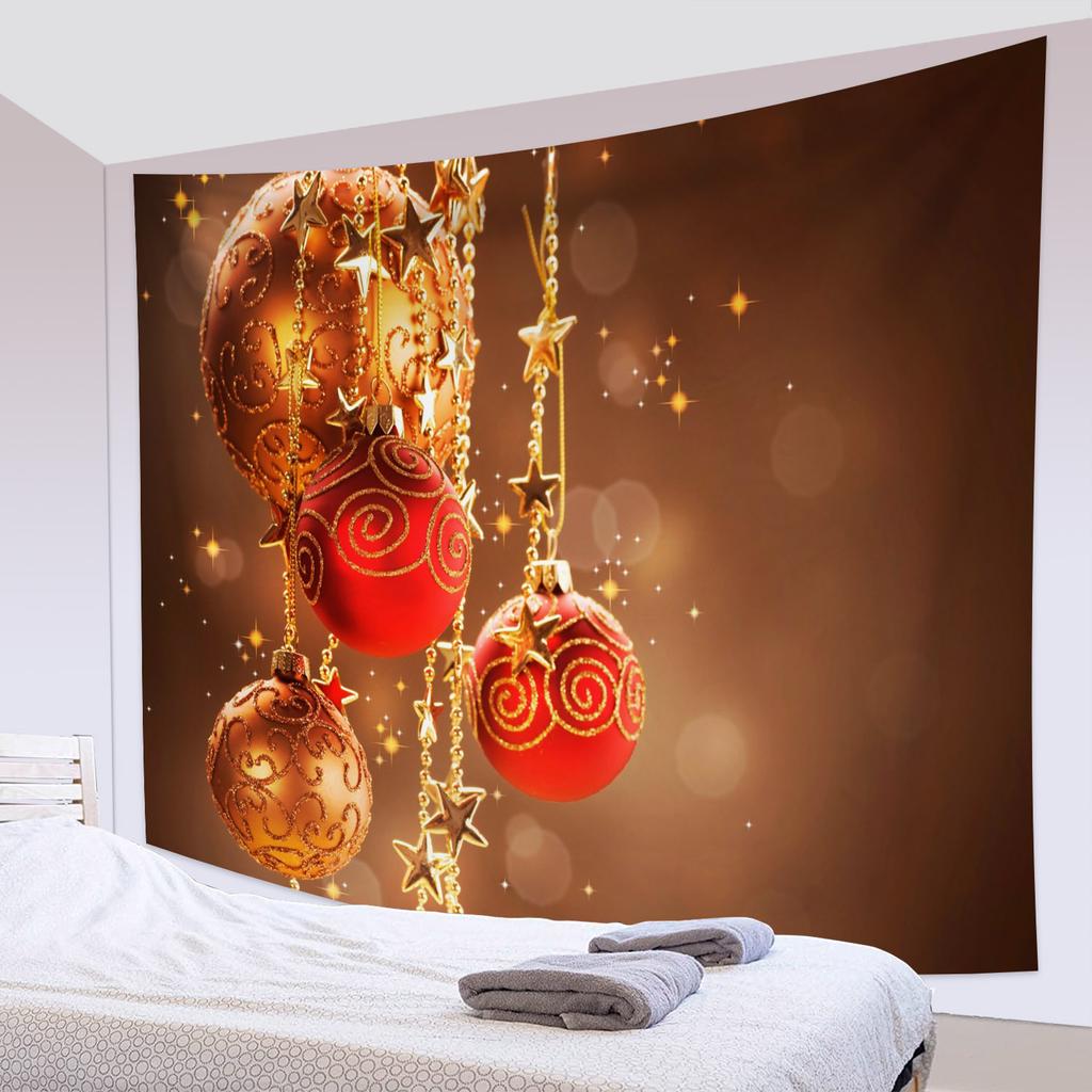 Party Living Room Bedroom Dorm Wall Decor Backdrop Fabric Christmas Fireplace Christmas Tree Printing Home Decor Tapestry