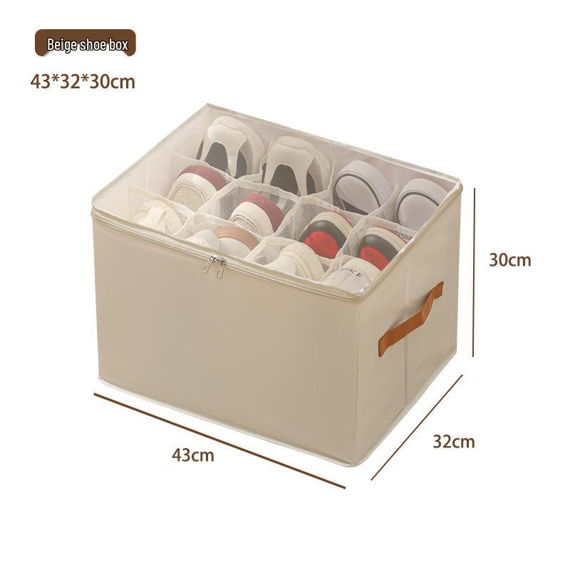 Foldable Shoe Storage Box with Lid & Dividers - Multifunctional Organizer for Clothes & Sundries