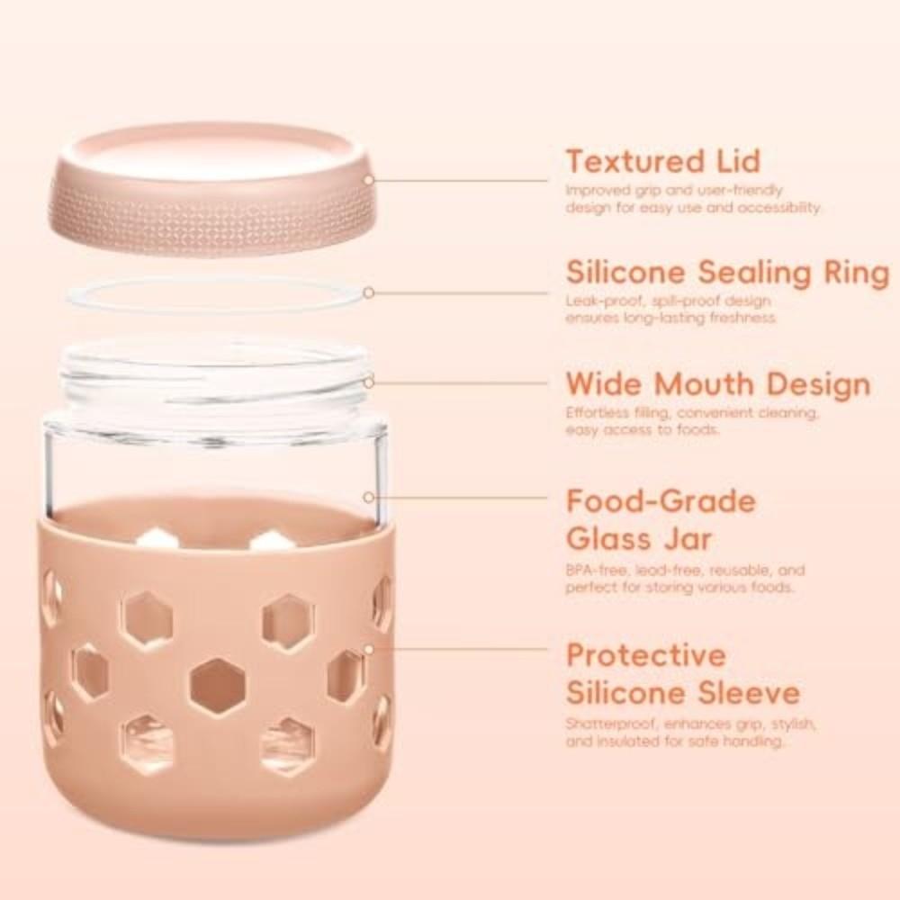 4/6pcs Airtight Lids Oats Containers Wide Mouth Meal Prep Jars New Food Storage Bottle Kitchen Use