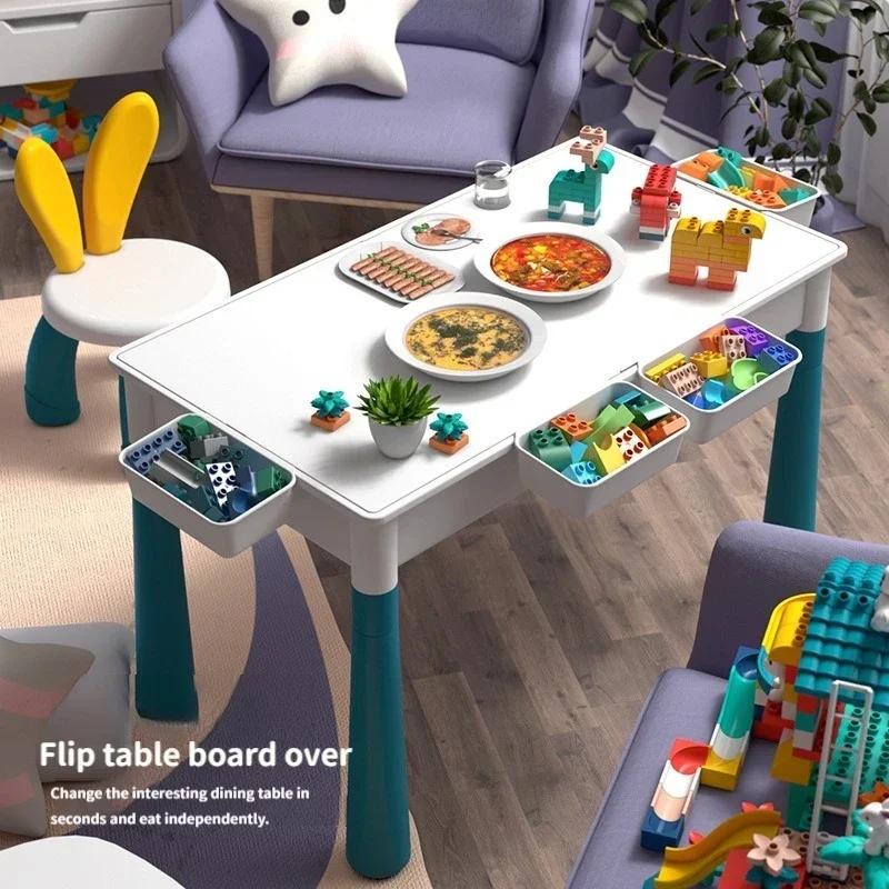Multifunctional Children's Building Block Table And Chair Set Children's Activity Table Toddler Building Block Table Toy Gifts