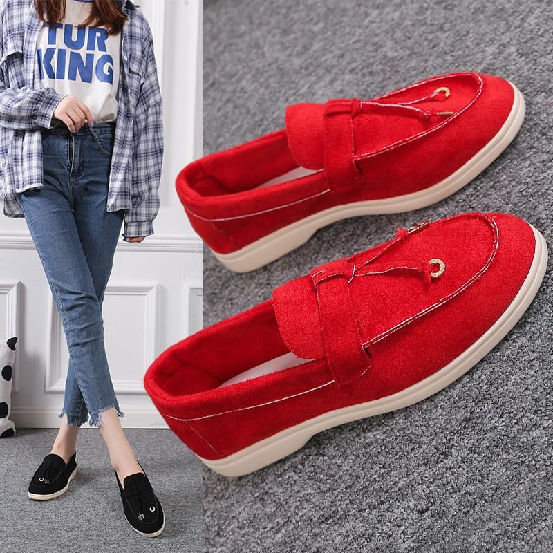 New Women Loafers Shoes Casual Flat Shoes Leather Cashmere Single Shoes Ladies Walking Non Slip Chaussure Femme