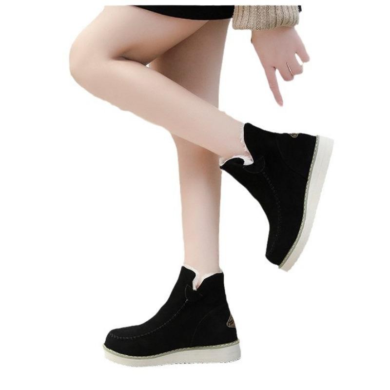 Winter New Thick-soled Velvet Thickened Snow Boots for Women, Large Size Warm Towel, Short Boots, Cotton Shoes for Women